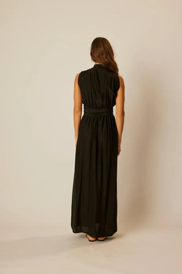 Nico Sleeveless Maxi Black Silk Women Natalie Martin Dresses