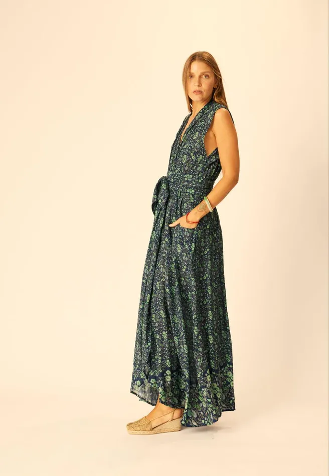 Nico Sleeveless Maxi Petite Fleur Marine Women Natalie Martin Dresses