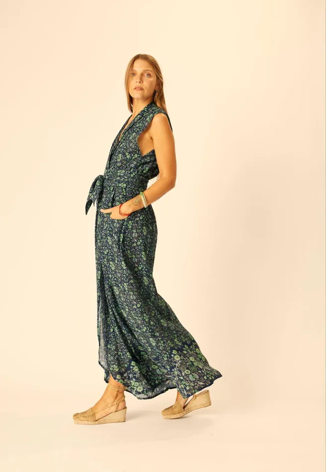 Nico Sleeveless Maxi Petite Fleur Marine Women Natalie Martin Dresses