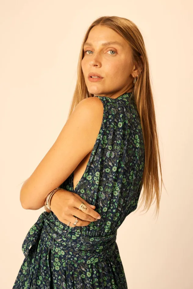 Nico Sleeveless Maxi Petite Fleur Marine Women Natalie Martin Dresses