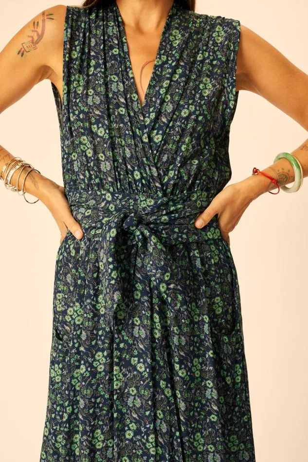 Nico Sleeveless Maxi Petite Fleur Marine Women Natalie Martin Dresses