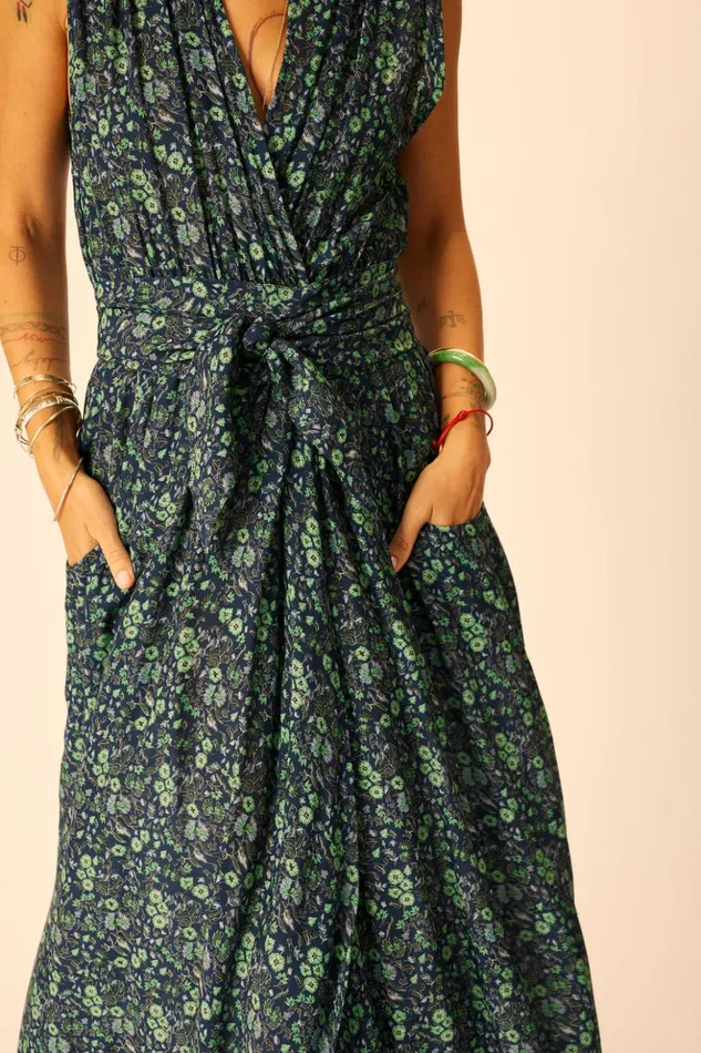 Nico Sleeveless Maxi Petite Fleur Marine Women Natalie Martin Dresses