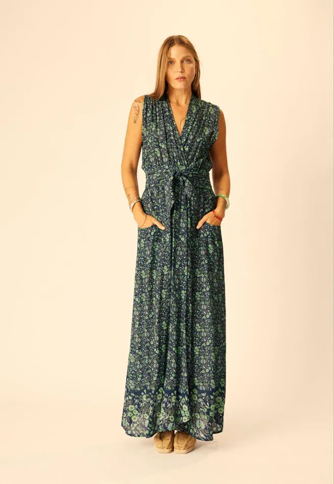 Nico Sleeveless Maxi Petite Fleur Marine Women Natalie Martin Dresses