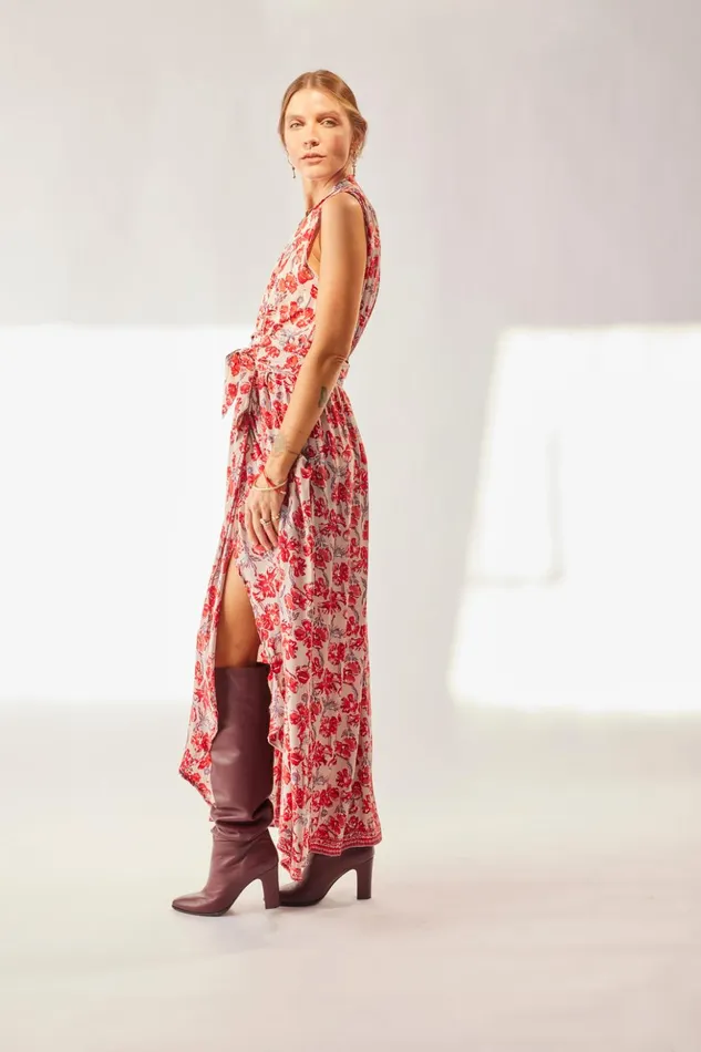 Nico Sleeveless Maxi Silk Watercolor Clementine Women Natalie Martin Dresses