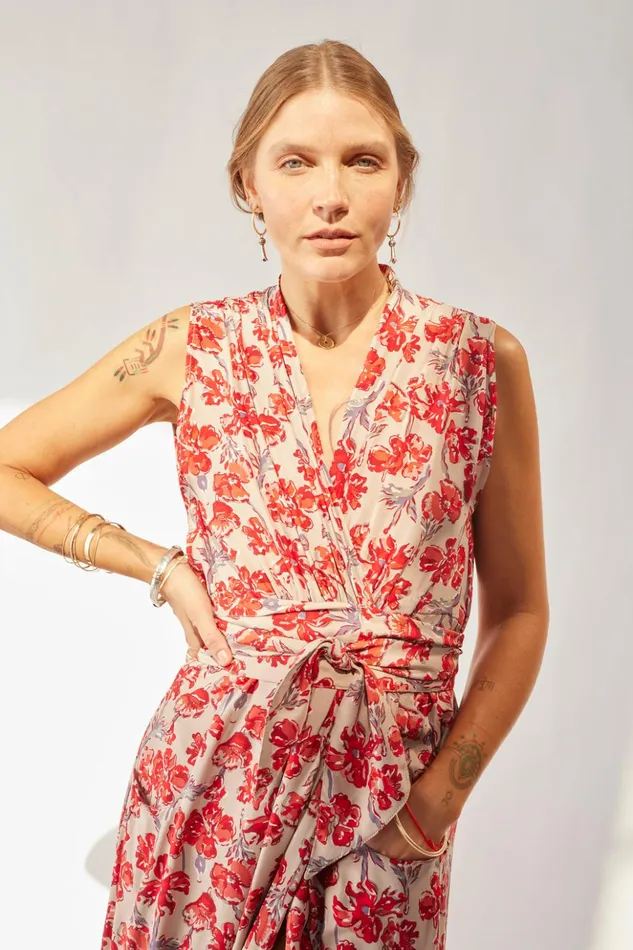 Nico Sleeveless Maxi Silk Watercolor Clementine Women Natalie Martin Dresses