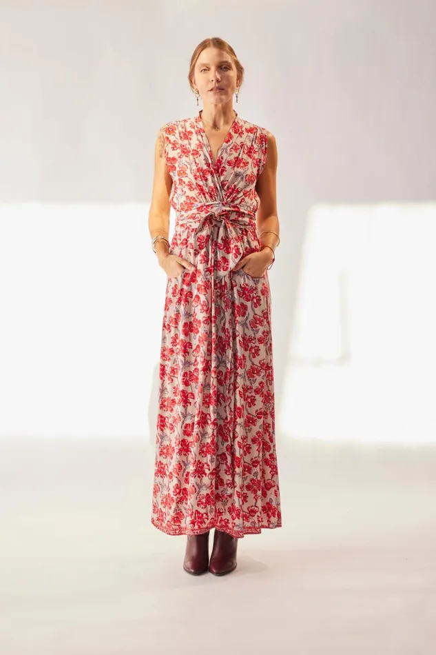 Nico Sleeveless Maxi Silk Watercolor Clementine Women Natalie Martin Dresses