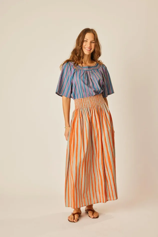 Nikki Top Batik Stripe Lavender Women Natalie Martin Tops