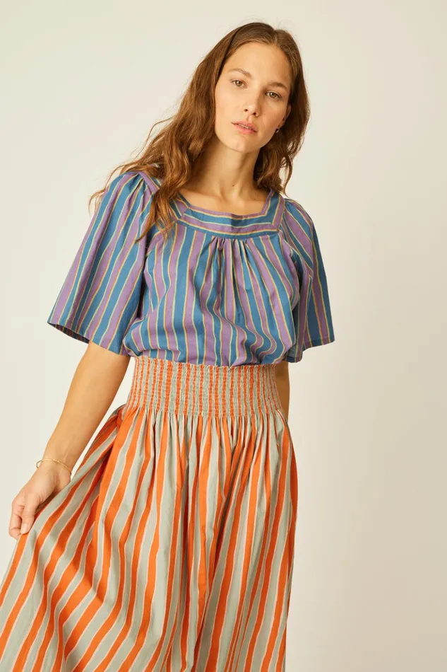 Nikki Top Batik Stripe Lavender Women Natalie Martin Tops