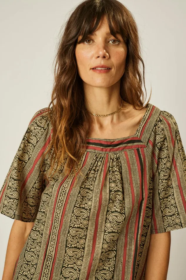 Nikki Top Paisley Stripe Black Women Natalie Martin Tops