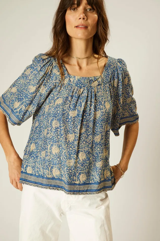 Nikki Top Water Lily Blue Women Natalie Martin Tops