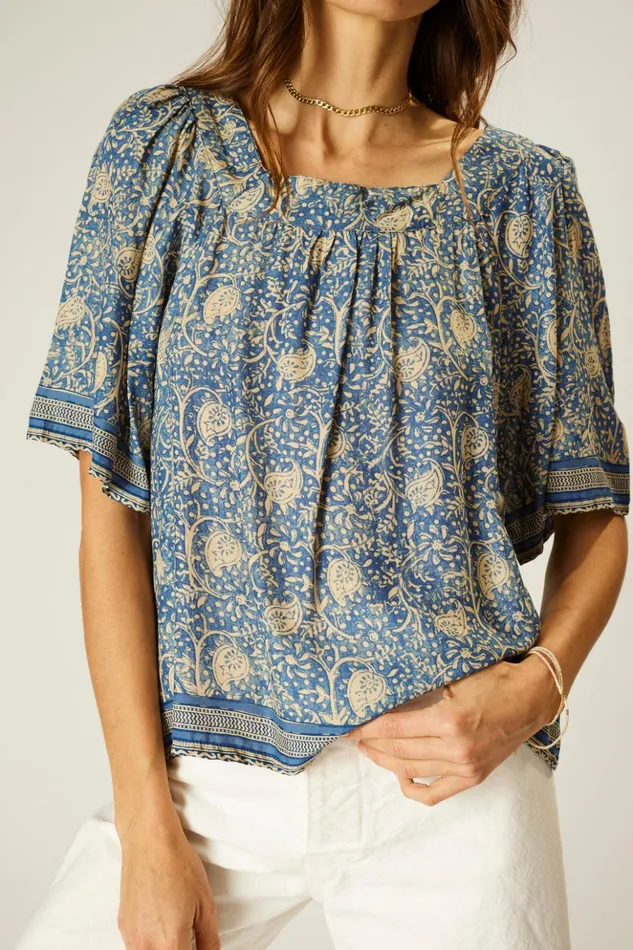 Nikki Top Water Lily Blue Women Natalie Martin Tops Nikki Top Water Lily Blue Women Natalie Martin Tops