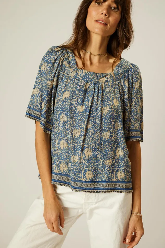 Nikki Top Water Lily Blue Women Natalie Martin Tops Nikki Top Water Lily Blue Women Natalie Martin Tops