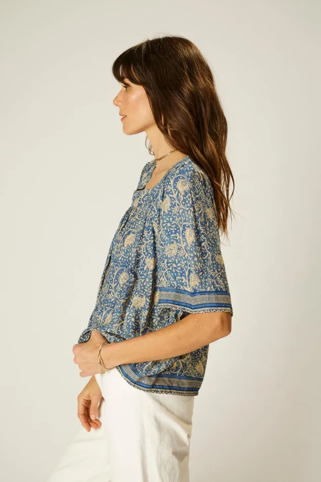 Nikki Top Water Lily Blue Women Natalie Martin Tops Nikki Top Water Lily Blue Women Natalie Martin Tops