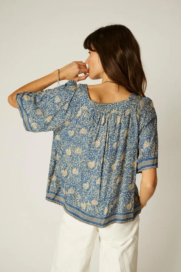 Nikki Top Water Lily Blue Women Natalie Martin Tops Nikki Top Water Lily Blue Women Natalie Martin Tops