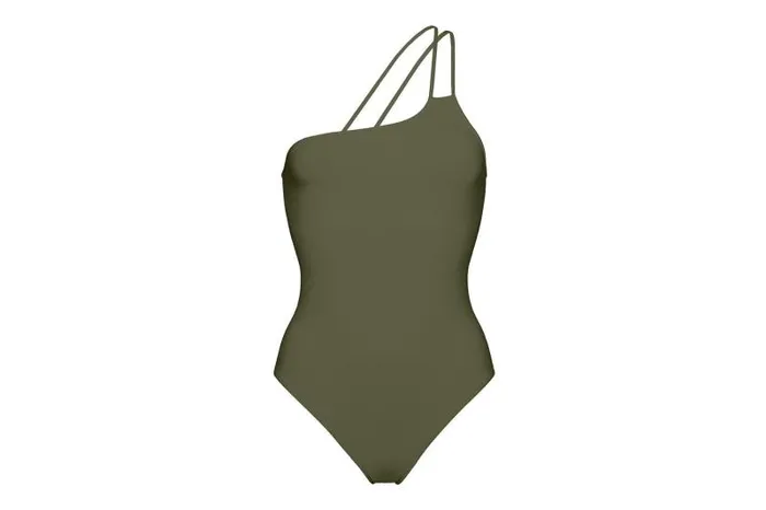 Onepiece Swimsuits Womens Eres Guarana Oneshoulder Onepiece Olive Noire