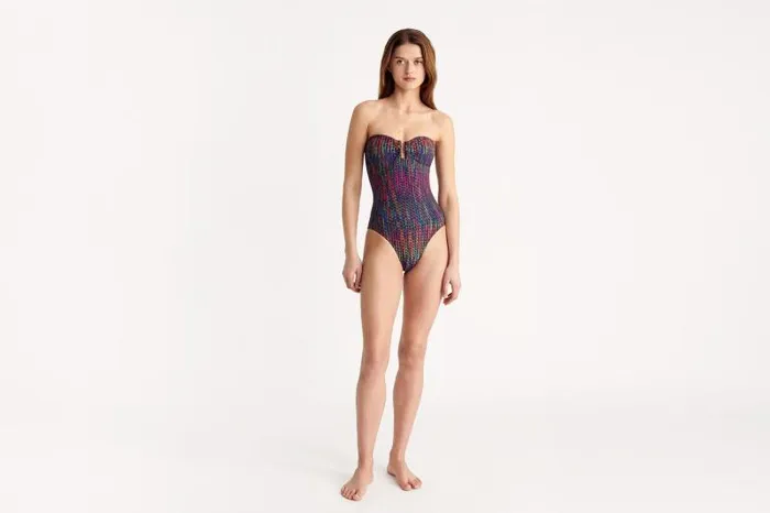 Onepiece Swimsuits Womens Eres Halo Bustier Onepiece Imprime Cameleon
