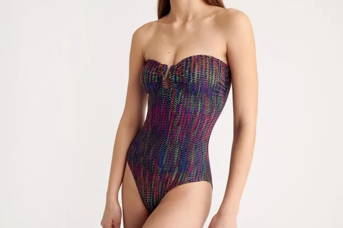 Onepiece Swimsuits Womens Eres Halo Bustier Onepiece Imprime Cameleon