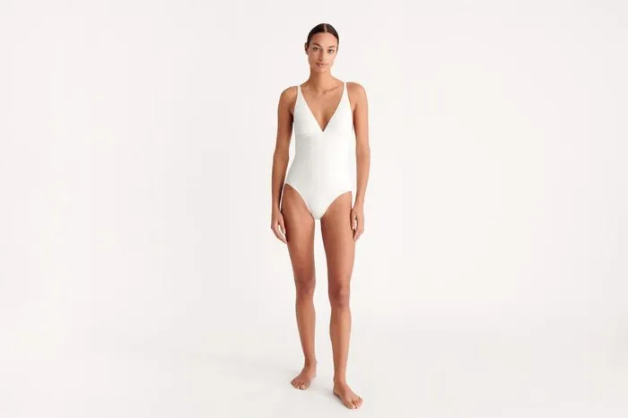 Onepiece Swimsuits Womens Eres Larcin Triangle Onepiece Blanc
