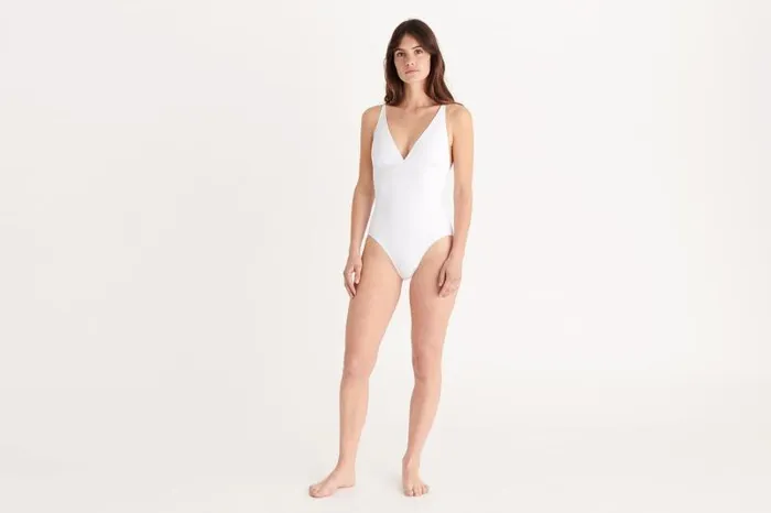 Onepiece Swimsuits Womens Eres Larcin Triangle Onepiece Blanc