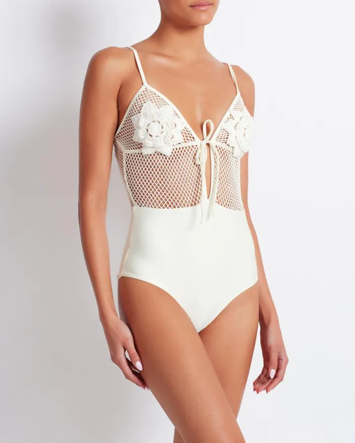 One Pieces Women Patbo Floral Crochet One Piece Ivory