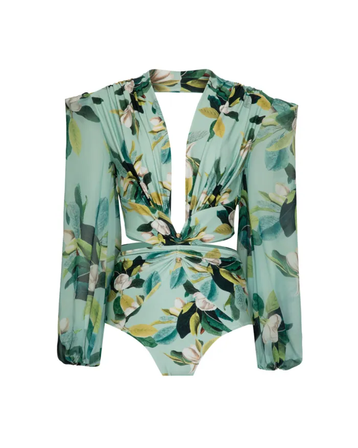 One Pieces Women Patbo Magnolia Plunge Bodysuit Green Multi