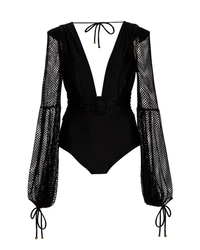 One Pieces Women Patbo Plunge Netted One Piece Black