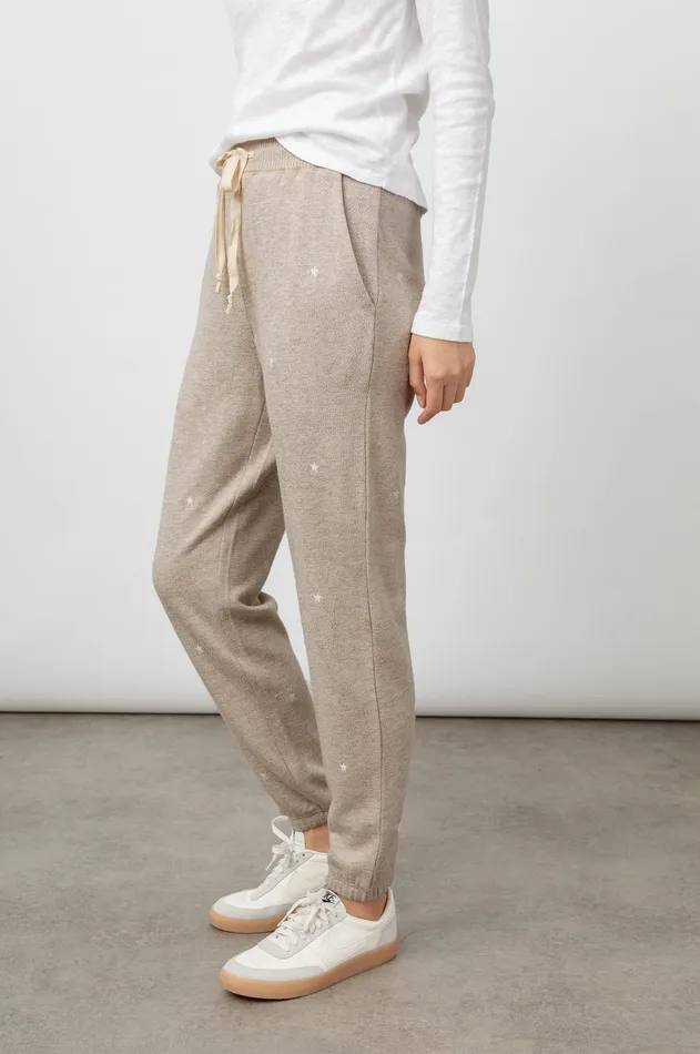 Pants and Shorts Women Rails Kingston Sweatpant Heather Brown Embroidered Stars