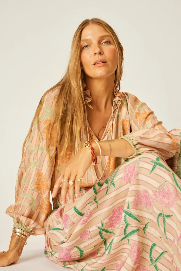 Penny Blouse Chamomile Apricot Women Natalie Martin Tops