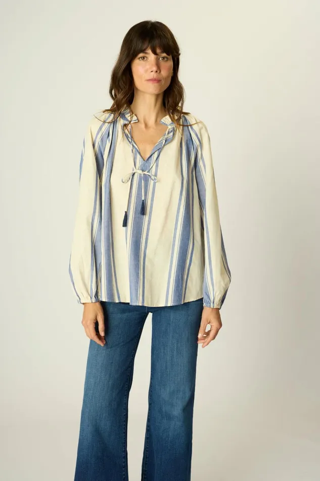 Penny Blouse French Stripe Blue Women Natalie Martin Tops