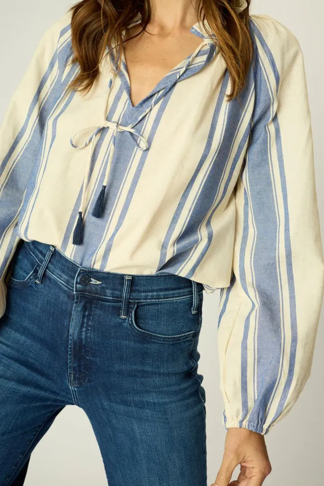 Penny Blouse French Stripe Blue Women Natalie Martin Tops