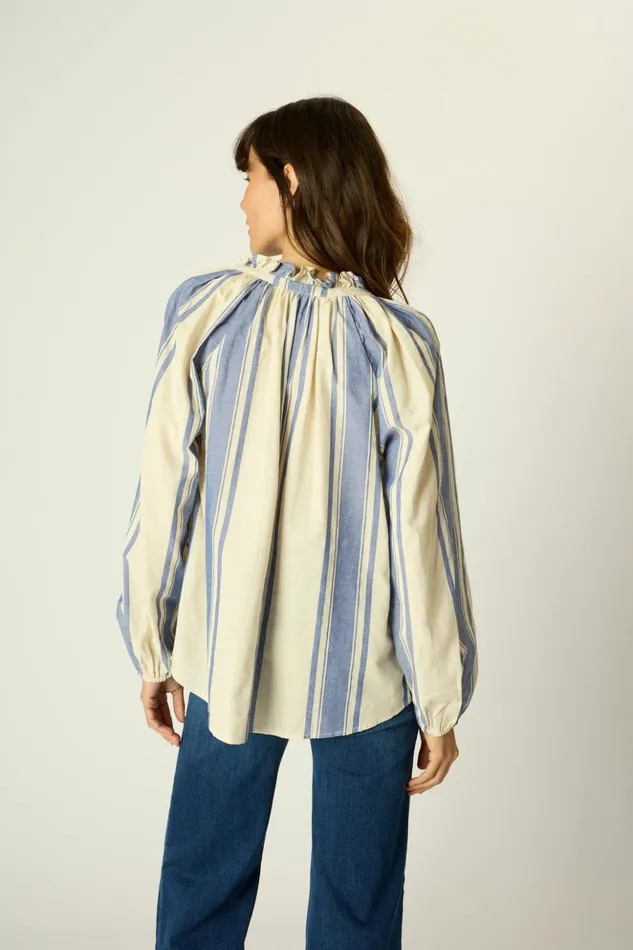 Penny Blouse French Stripe Blue Women Natalie Martin Tops