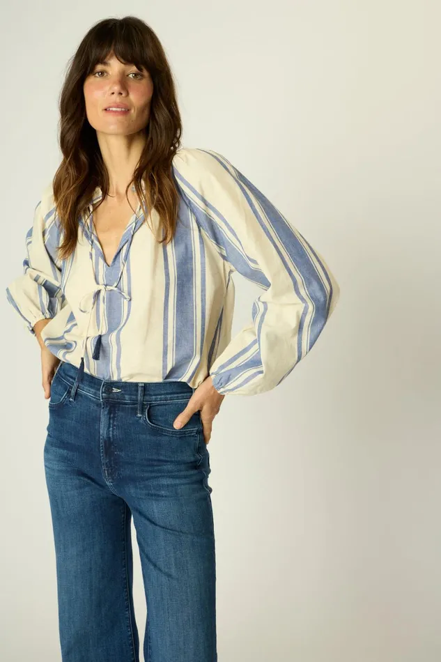 Penny Blouse French Stripe Blue Women Natalie Martin Tops