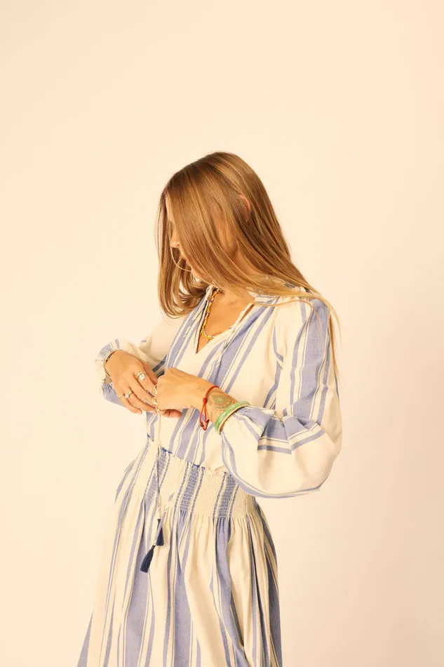 Penny Blouse French Stripe Blue Women Natalie Martin Tops