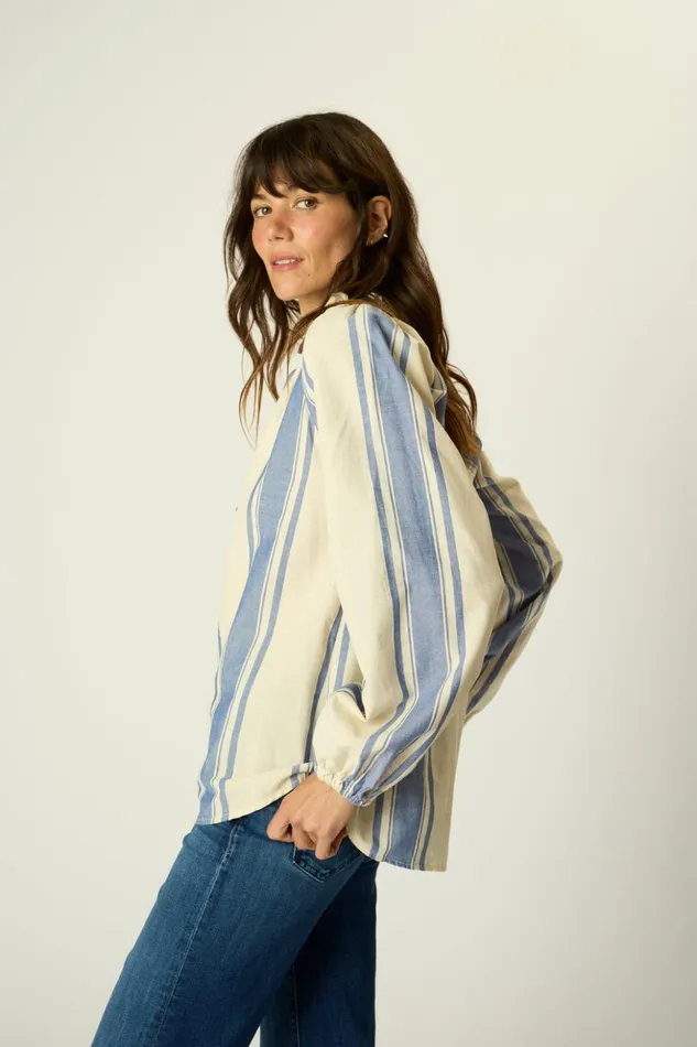 Penny Blouse French Stripe Blue Women Natalie Martin Tops