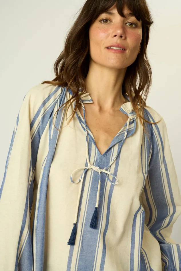Penny Blouse French Stripe Blue Women Natalie Martin Tops