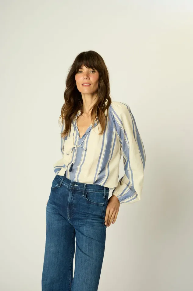 Penny Blouse French Stripe Blue Women Natalie Martin Tops