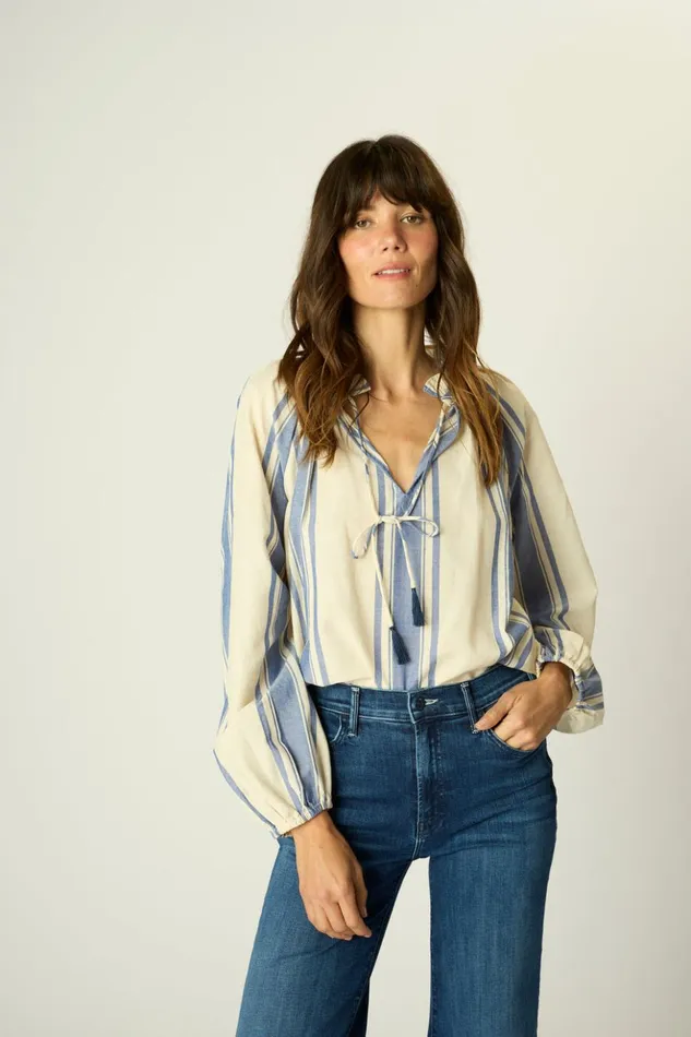 Penny Blouse French Stripe Blue Women Natalie Martin Tops