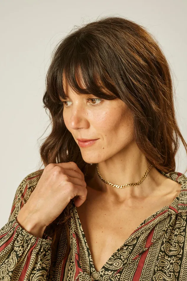 Penny Blouse Paisley Stripe Black Women Natalie Martin Tops