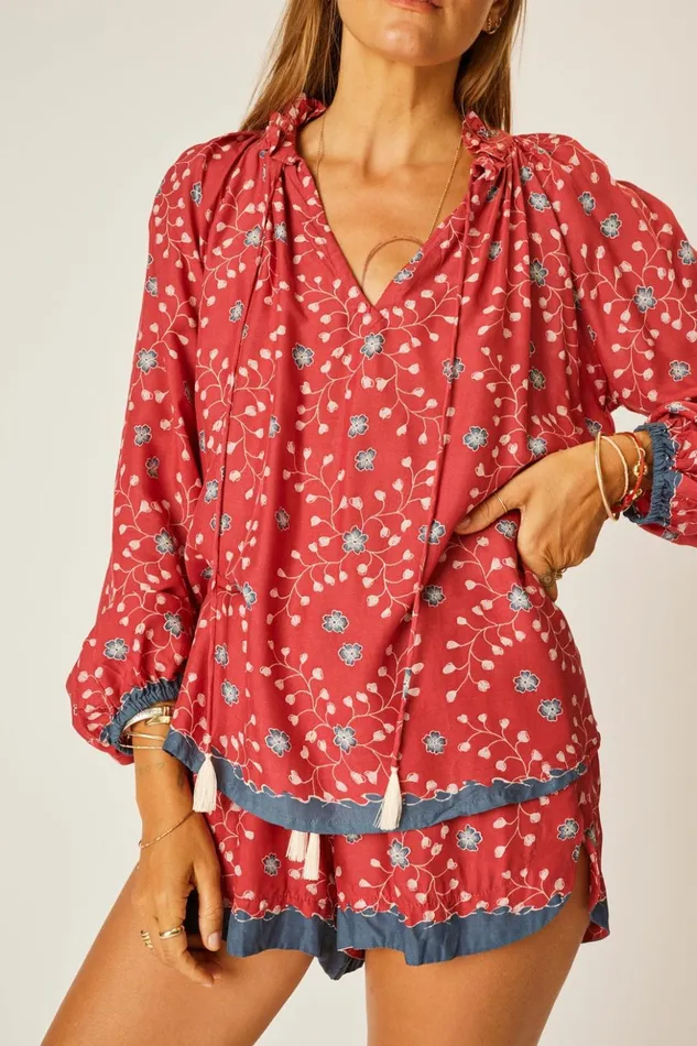 Penny Blouse Pinwheel Barn Red Women Natalie Martin Tops