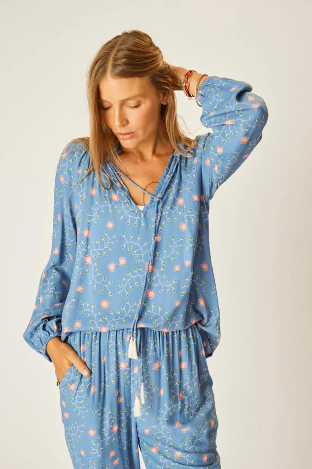 Penny Blouse Pinwheel Denim Women Natalie Martin Tops