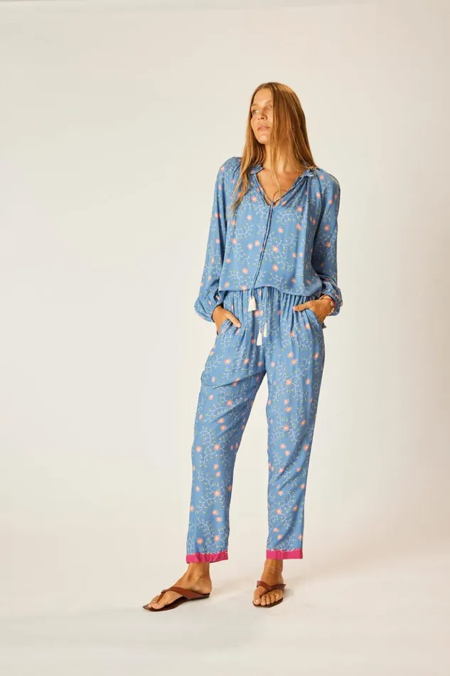 Penny Blouse Pinwheel Denim Women Natalie Martin Tops