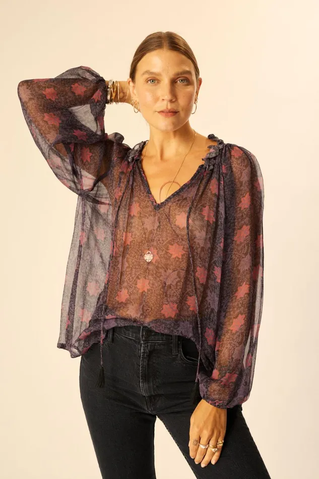 Penny Blouse Snowflake Aubergine Women Natalie Martin Tops