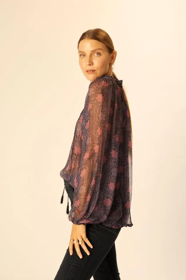 Penny Blouse Snowflake Aubergine Women Natalie Martin Tops
