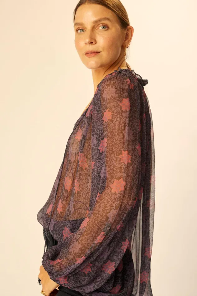 Penny Blouse Snowflake Aubergine Women Natalie Martin Tops