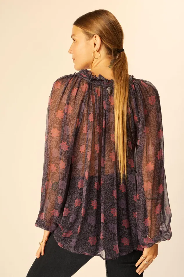 Penny Blouse Snowflake Aubergine Women Natalie Martin Tops