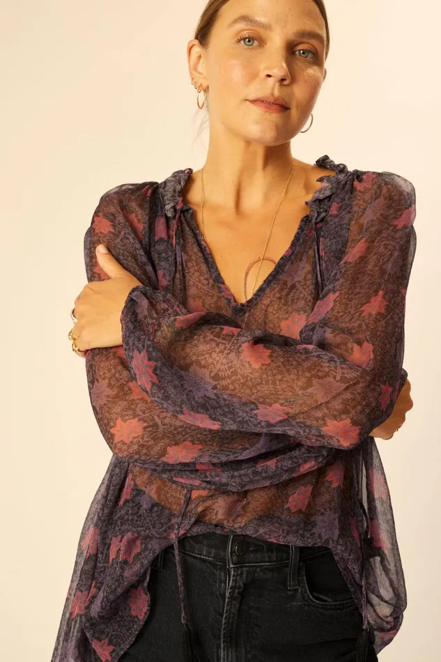 Penny Blouse Snowflake Aubergine Women Natalie Martin Tops