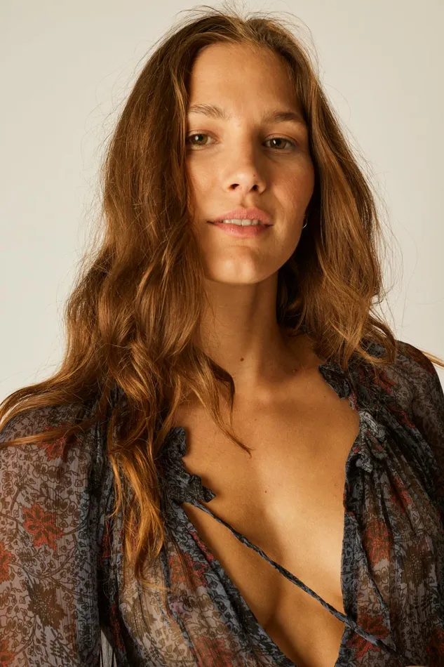Penny Blouse Snowflake Steel Blue Women Natalie Martin Tops
