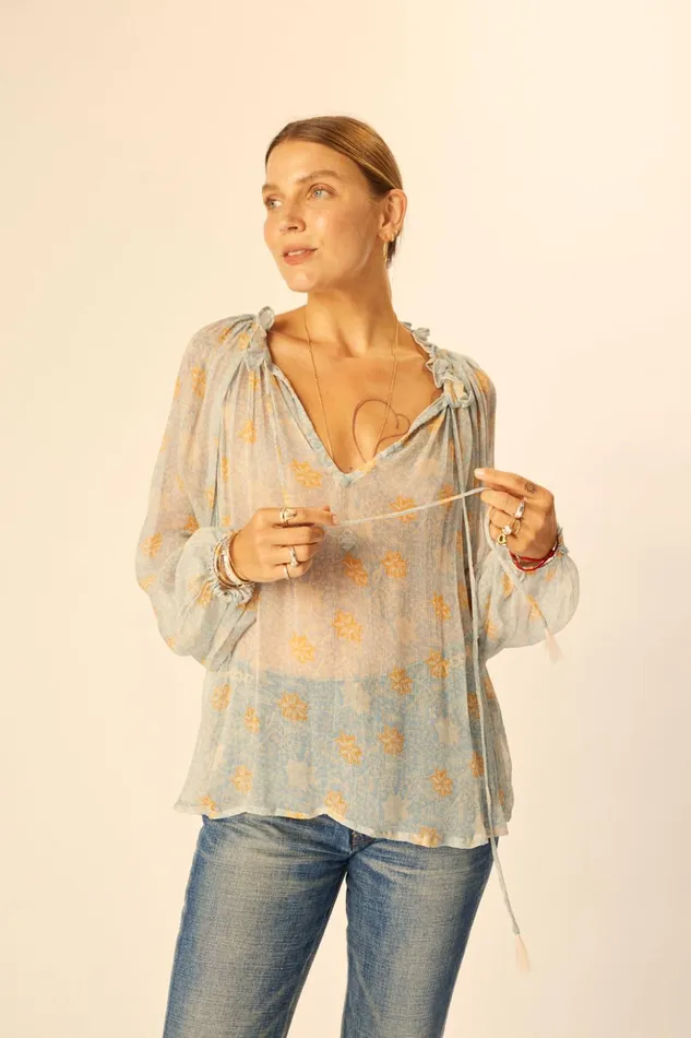Penny Blouse Snowflake Tangerine Women Natalie Martin Tops