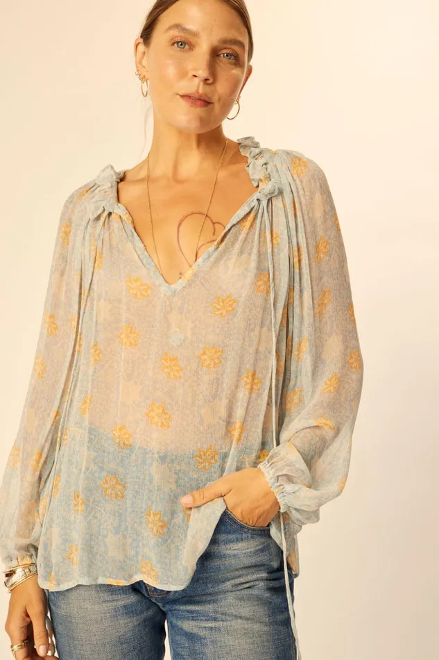Penny Blouse Snowflake Tangerine Women Natalie Martin Tops