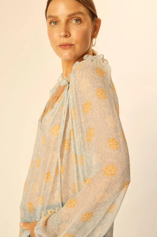 Penny Blouse Snowflake Tangerine Women Natalie Martin Tops